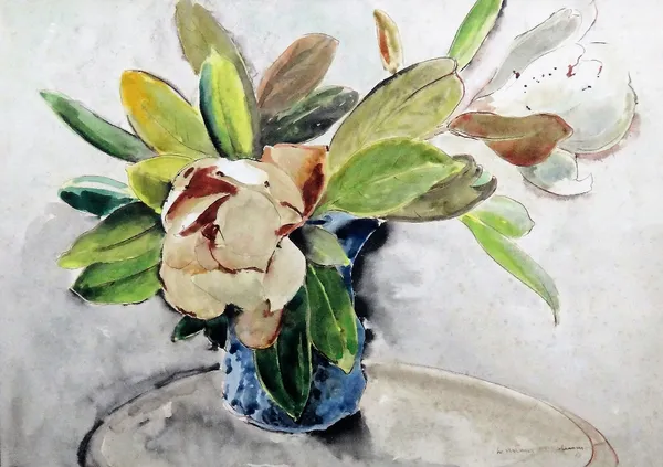 William Henderson (1903-1993), Magnolia, pen, ink and watercolour, signed and dated '55, 43cm x 60cm.Provenance: with the Redfern Gallery ARR