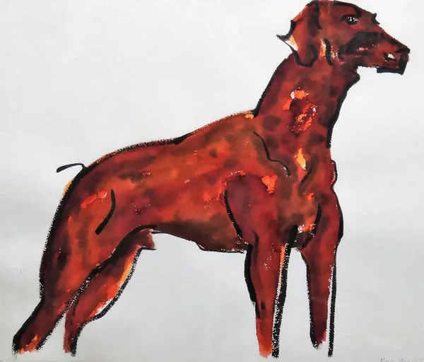 Ying Yeung Li (20th century), A dog, watercolour, signed and dated '81, 56cm x 75.5cm. 6563