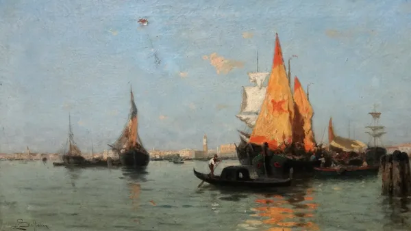 Luigi Steffani (1827-1898), Venice from the lagoon, oil on canvas, signed, 39.5cm x 68cm.