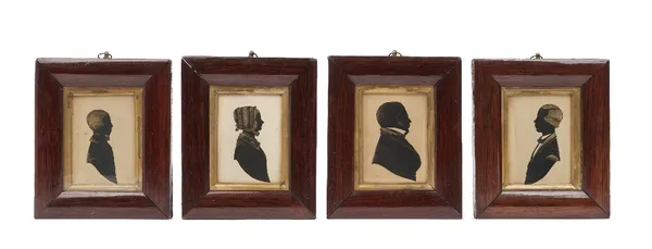 A set of four Victorian silhouette pictures, each in a rectangular rosewood frame, 16.5cm x 13.5cm, (4).