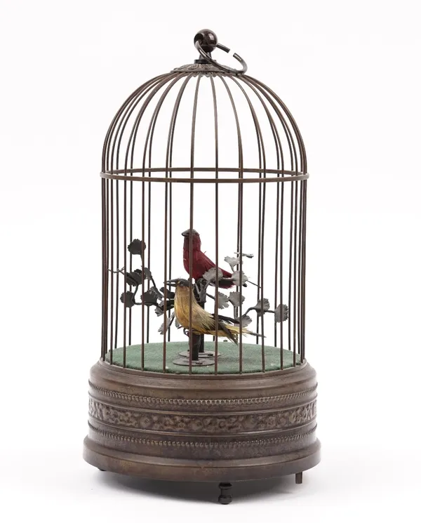 A reproduction automaton bird cage with musical movement, 26cm.