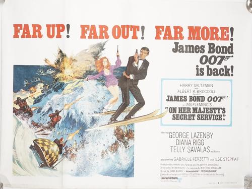 JAMES BOND:  'On Her Majesty's Secret Service', United Artists, (1969) UK. Quad, starring George Lazenby, artwork Frank McCarthy and Robert McGinnis,