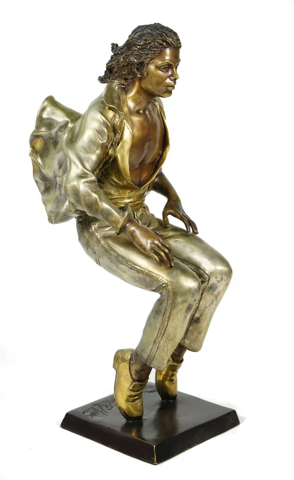 Christian Maas (b.1951), gilt and patinated bronze Michael Jackson, limited edition 23/999, signed with foundry stamp, 44cm high. ARR