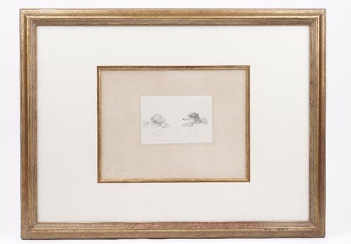 After Queen Victoria, 'Islay and Eos', an etching of Queen Victoria's cairn terrier Islay, and Prince Albert's greyhound Eos, 6th state, initialled, d