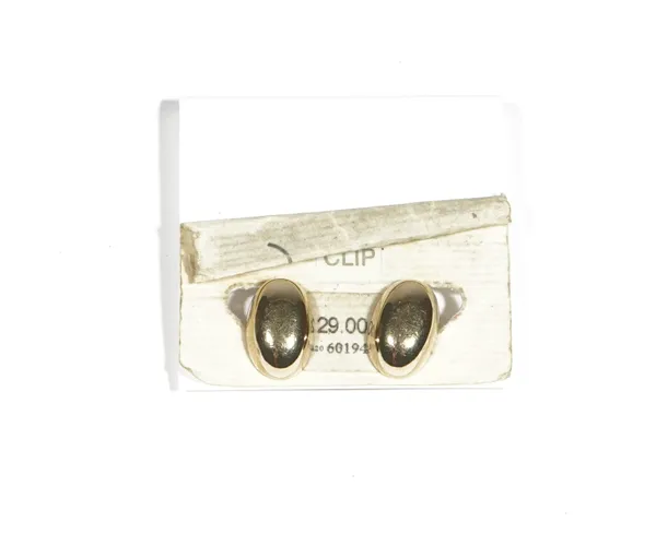 A pair of 9ct gold earclips, each of oval hollow form, gross weight 2.3 gms.