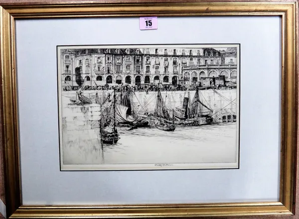 Stanley Anderson (1884-1966), Les Arcades, Dieppe, etching, signed, 20.5cm x 31cm.