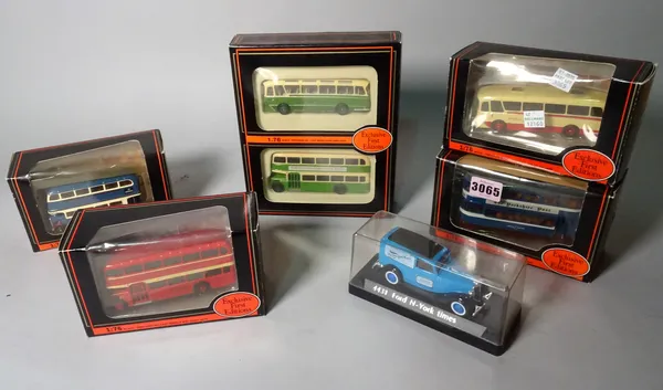 Toys, a group of modern, boxed, die-cast vehicles, mainly by 'GILBOW' together with a display frame for model cars and loose vehicles, (qty).