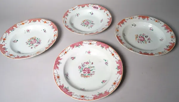 A group of four 19th century Chinese export plates, 23cm wide, (4).