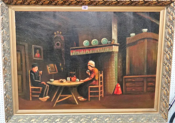 Dutch School (20th century), Interior scene, oil on canvas, 58cm x 81cm.