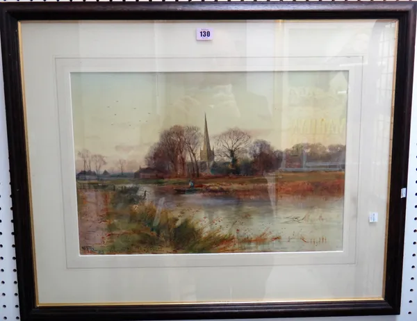 Henry Charles Fox (1860-1929), River scene at sunset, watercolour, signed and dated '99, 35.5cm x 52cm.