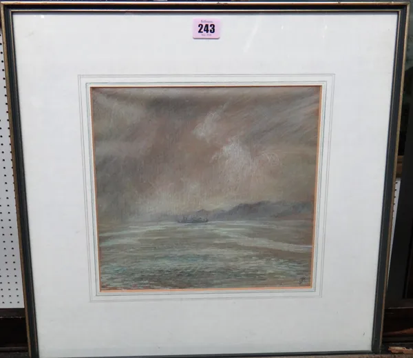 David L. Fletcher (20th century), Sunset during light sandstorm, Red Sea; Light Sand Storm in the Red Sea, a pair, pastel, signed with initials, each