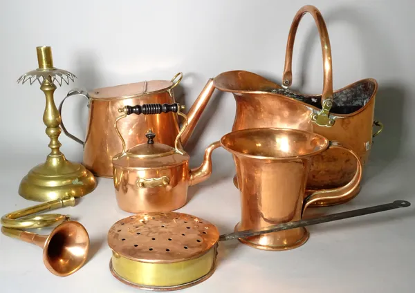 A large quantity of mostly early 20th century copper and brassware, (qty.).