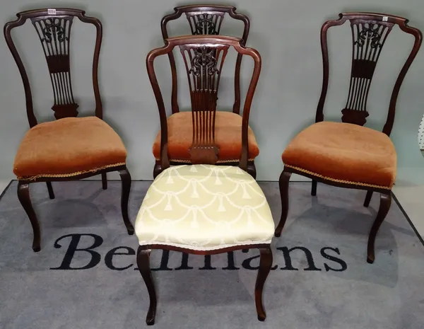 A set of four Victorian style mahogany side chairs, 44cm wide x 94cm high, (4).