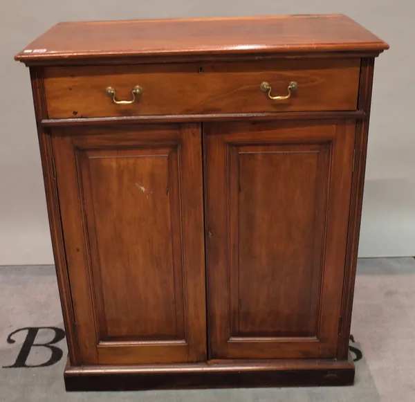 A 19th century mahogany bookcase cabinet with a single drawer over a cupboard base, 95cm wide x 215cm high.