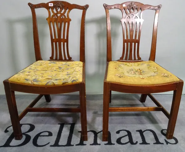 A pair of George III style mahogany side chairs circa 1900, 51cm wide x 94cm high, (2).