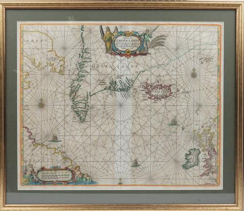 [GOOS, Pieter (1590-1643)].  Pascaerte van Groen-Landt, Ylandt, Straet Davids en Ian Mayen eylandt; hoemen de Sebrige van Hitlandt en de Noort custen