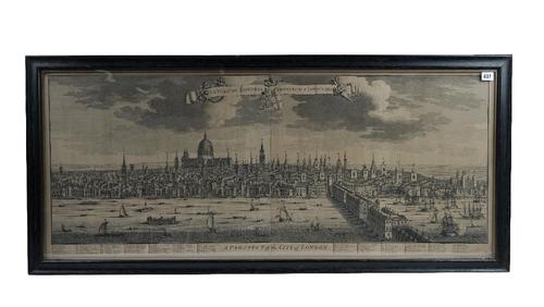 [KIP, Johannes (1633-1722)].  A Prospect of the City of London. [London: c. 1720]. Very large engraved panoramic view on 2 sheets, joined, title in Fr