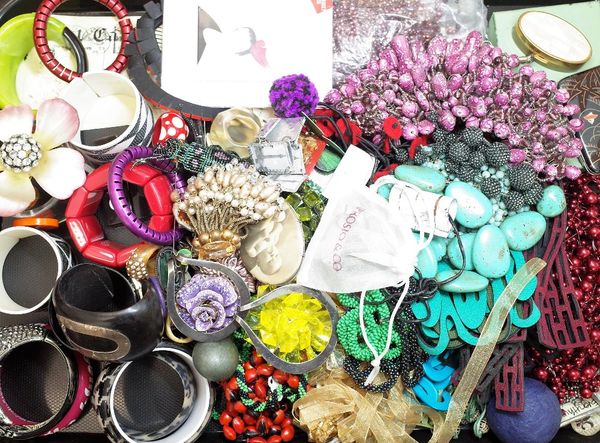 A large collection of costume jewellery, including; bangles, bead and other necklaces, rings, brooches and various items, (qty).