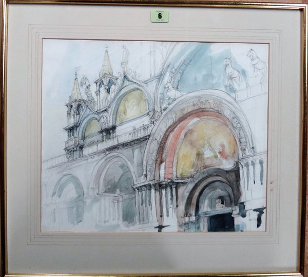 Patrick Hamilton (1923-2008), St Marks, Venice, watercolour over pencil, 33.5cm x 40cm.