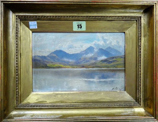 Alfred Oliver (1886-1921), Mountainous lake landscape, oil on panel, signed, 15cm x 23cm.