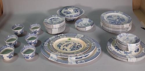 Wood & Sons, 'Yuan' pattern early 20th century blue and white part dinner service, (qty).