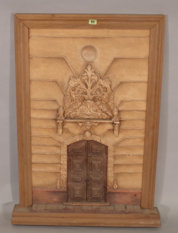 A mid-20th century Italian plaster hanging plaque, 61cm wide x 93cm high.