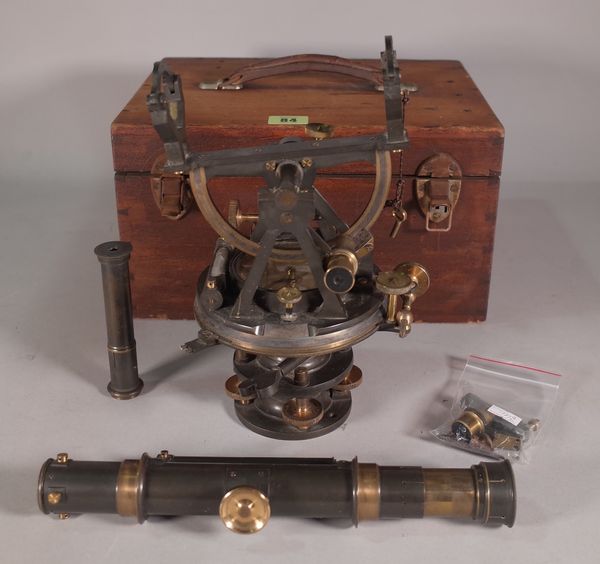 A 20th century cased theodolite, 31cm wide x 15cm high.