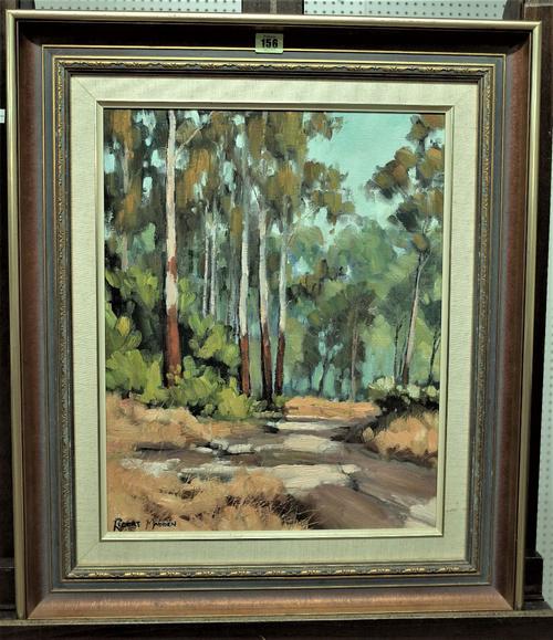 Robert Madden (20th century), Gum Trees by the road, Mansfield; Mansfield Vista, Australia, two, oil on canvasboard, both signed, the larger 50cm x 39