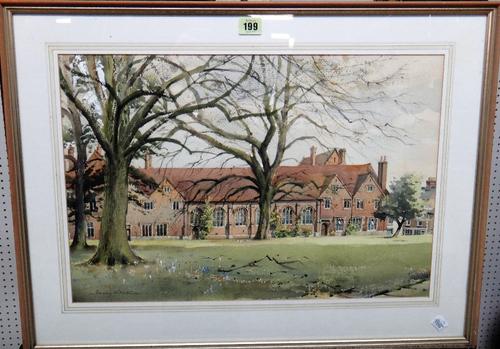 Harry Sheldon (1923-2002), A group of watercolours and one print of Berhamstead School and environs, all signed, together with an oil of Berkhamstead