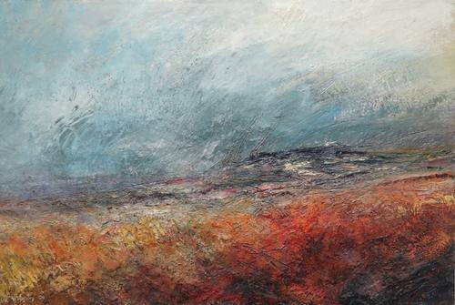 K** (20th/21st century), Moorland scene, indistinctly signed and dated, unframed, 80cm x 120cm.