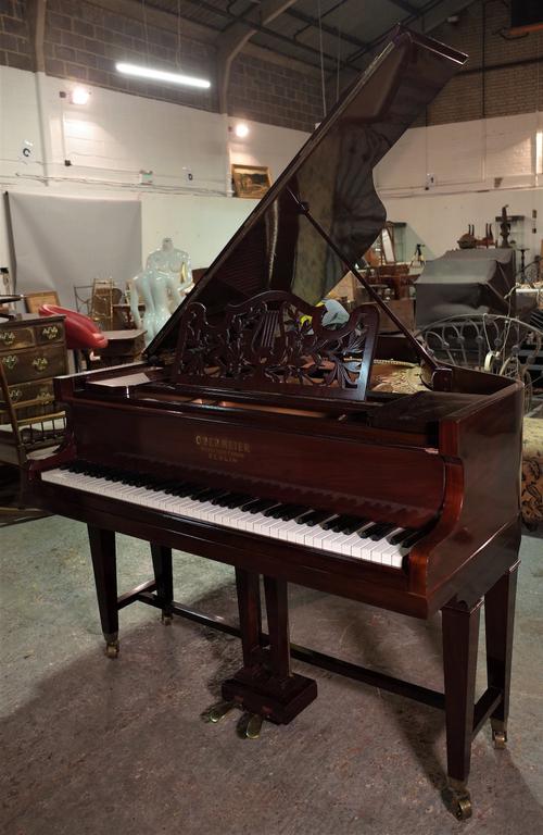 An early 20th century 'OBEIMIER' Berlin Boudoir grand piano with rosewood case, 132cm wide.