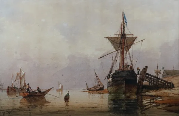 Richard Henry Nibbs (British, 1816-1893), Ships at Shoreham, signed 'R Nibbs' (lower left), watercolour, 66 x 99cm