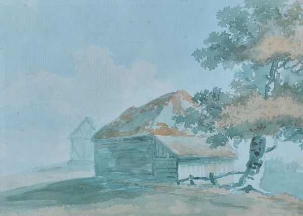 George Barret Snr. (British, 1732-1784), Study of a barn, bears Heather Newman label (verso), watercolour, 13 x 18cm.