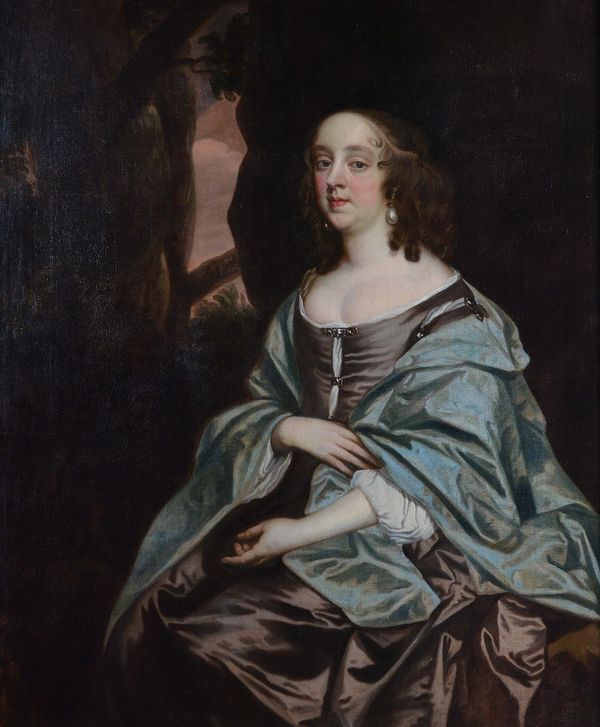 Follower of Sir Peter Lely, Three quarter length portrait of Meluse von der Schlenburg, Countess of Feversham (1667-1743), oil on canvas, 120 x 98cm