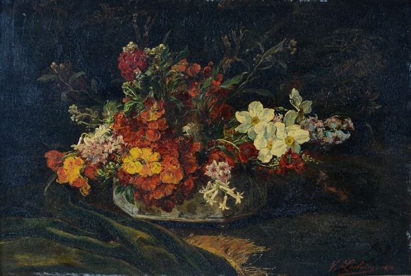 Victor Leclaire (French, 1830-1885), Still life of flowers, oil on panel, signed and dated 'V Leclaire 1874' (lower right), 40 x 60cm.