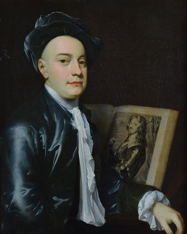 Thomas Gibson (London, c1680-1751), Portrait of George Vertue, oil on canvas, 74 x 59cm