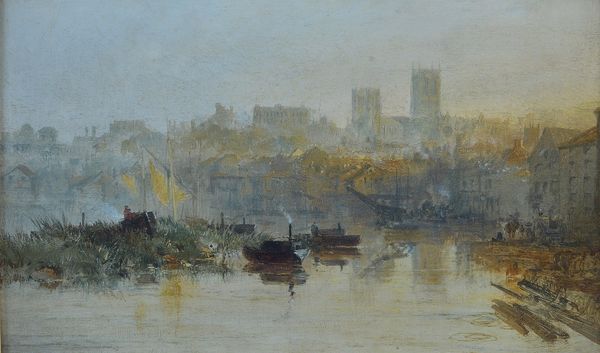 Edmund John Niemann (British, 1813-1876), Lincoln, signed, dated and titled 'Niemann 55' (lower right), oil on canvas, 24 x 40cm.