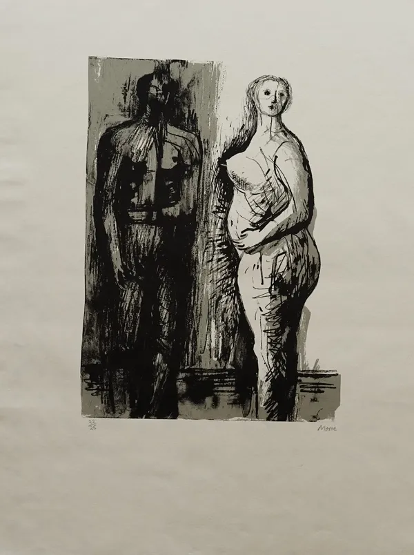 Henry Moore (British, 1898-1986), Man and Woman, 1973, (Cramer 272), signed and numbered in pencil 'Moore 22/25' (in lower margin), lithograph, 36 x 2