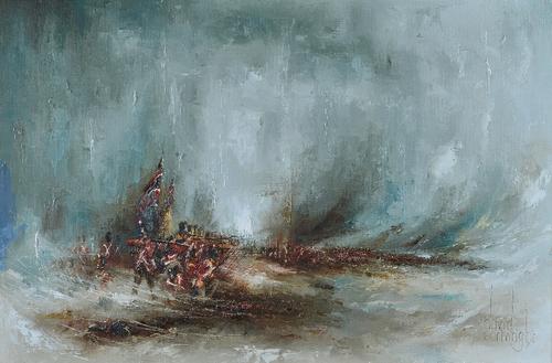 David Cartwright (British, b. 1944), The Left Flank, The Duke of Wellington at the Battle of Waterloo, signed 'David Cartwright' (lower right), oil on