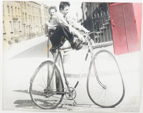 Nigel Henderson (British, 1917-1985), Stressed Photograph of Boys on Bike, bears The Mayor Gallery label and Nigel Henderson Exhibition label (verso),