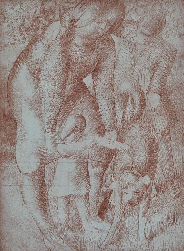 Sir Stanley Spencer (British, 1891-1959), Spencer Family With a Dog, signed, titled and numbered in pencil 'Stanley Spencer, 39/100' (in lower margin)