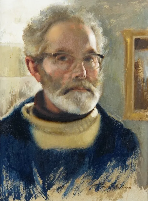 Tom Quinn (British, 1918-2015), Self Portrait, signed twice 'T W Quinn' (lower right), oil on board, 38 x 28cmARR