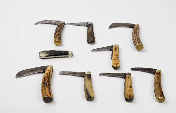 A group of nine bone handled pocket knives, including examples by Saynor, Nowill & Sons and William Rodgers, (9).