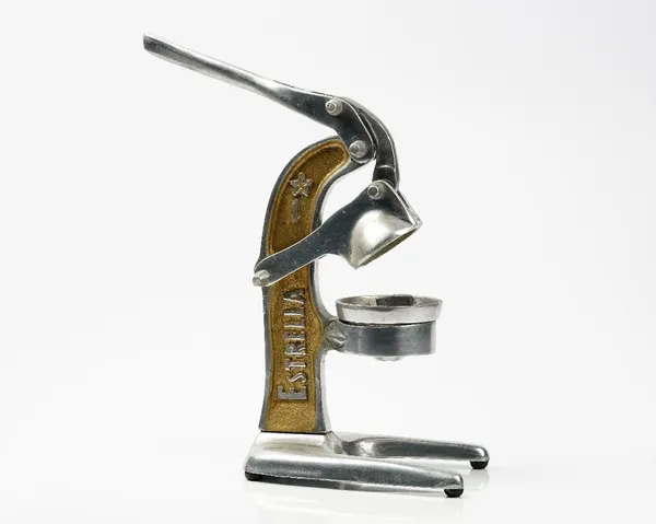 A modern aluminium citrus juicer detailed 'ESTRELLA', 42cm high.