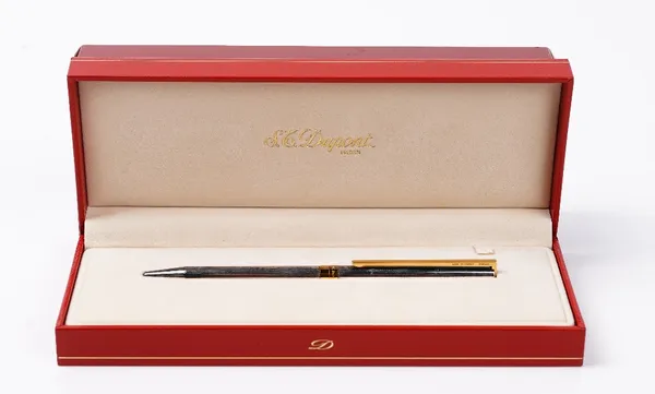 St Dupont, Paris, classique bicolour ballpoint pen, boxed with outer box, together with another similar, with box only and lead cartridge refill, (2).