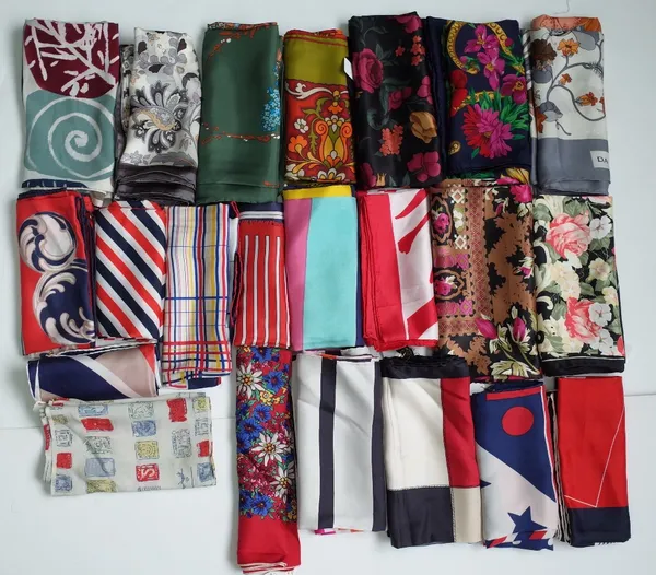 A large collection of silk scarves and handkerchiefs, various makers and sizes (22)