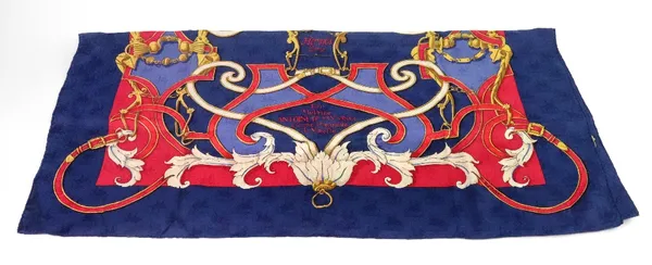 A Hermes Jacquard silk scarf designed by Henri d'Origny, pattern L'Instruction du Roy.