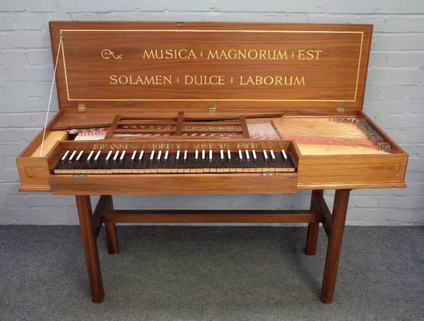 Robert Morley and Company; a model C5 Clavichord, in a walnut case, circa 1981, No 3123, sold with original bill of sale and CITES ARTICLE 10, No 5942