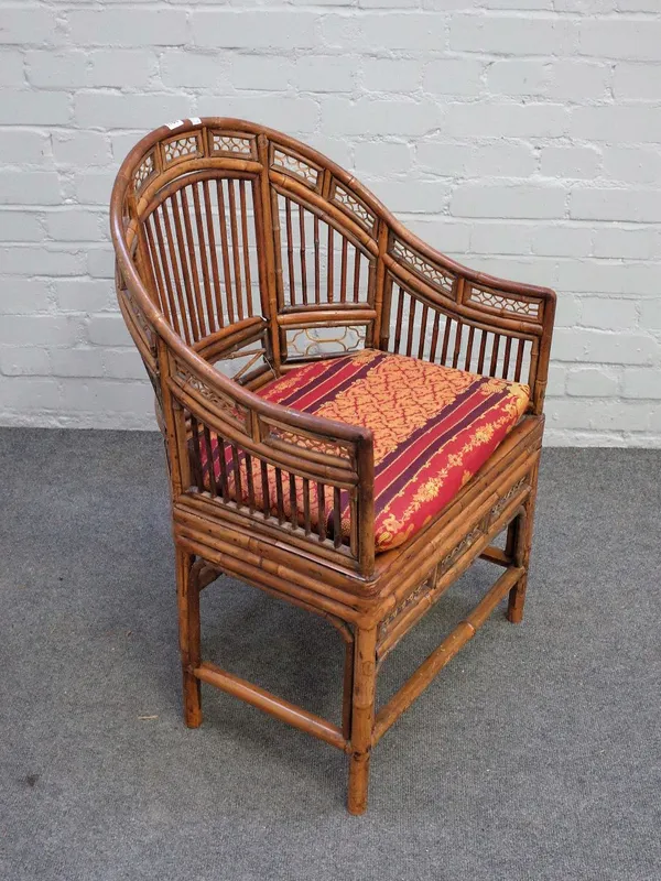 A Regency bamboo tub back armchair, 54cm wide x 82cm high.