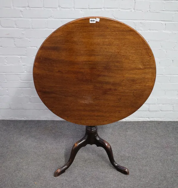 A mid-18th century mahogany circular snap-top occasional table on tripod base, 74cm diameter x 69cm high.